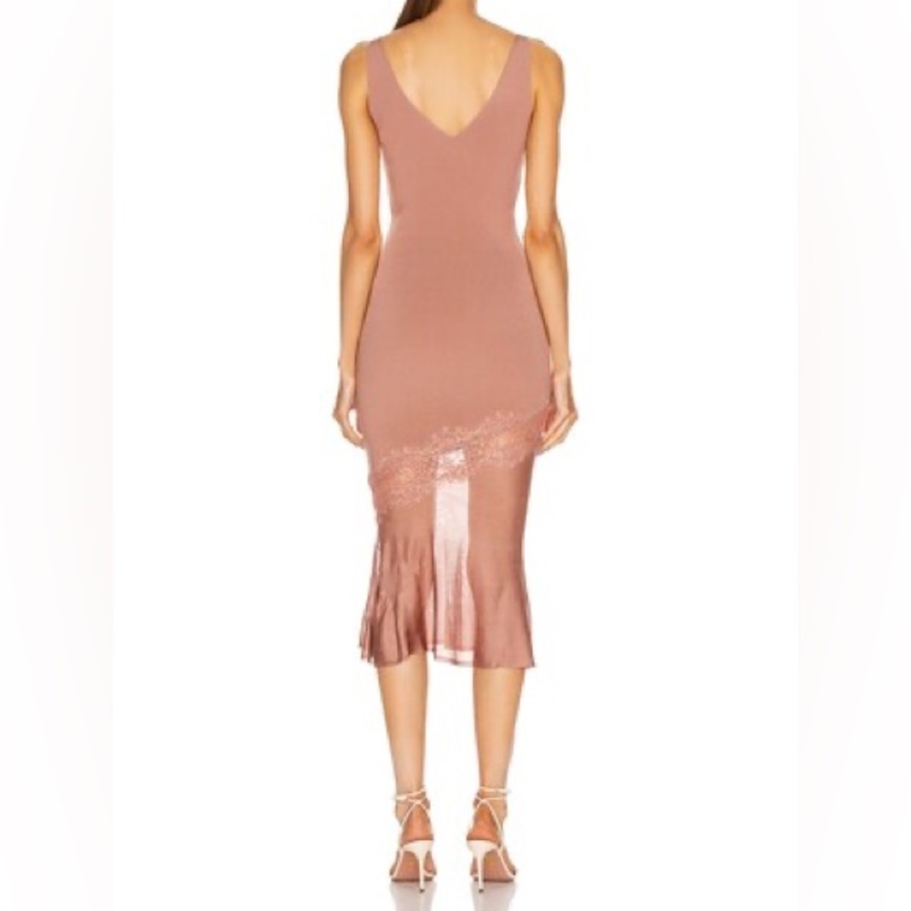 New Cushnie Sleeveless V Neck Knit Dress with Lace Detail-Size Medium-Rose Gold - Picture 3 of 16